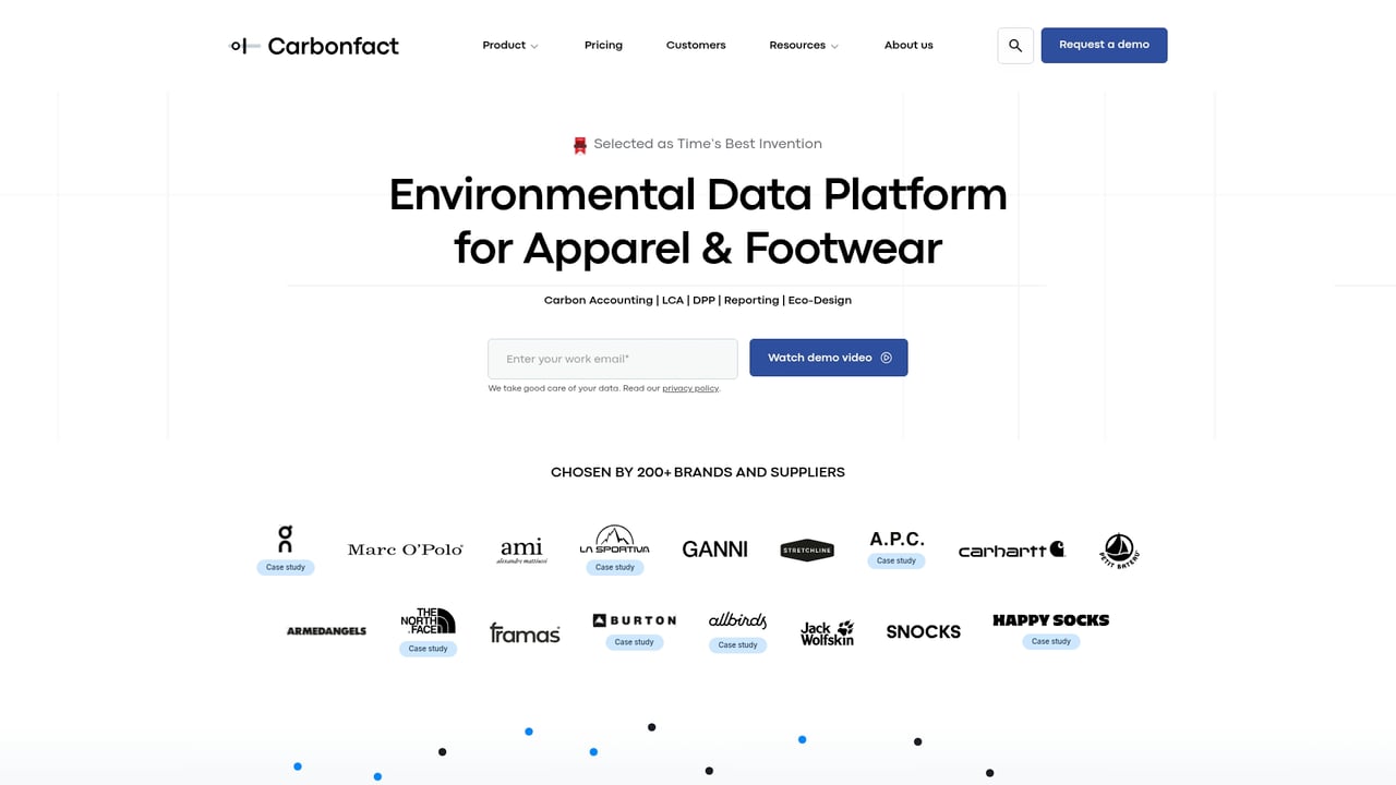 Screenshot of Carbonfact website