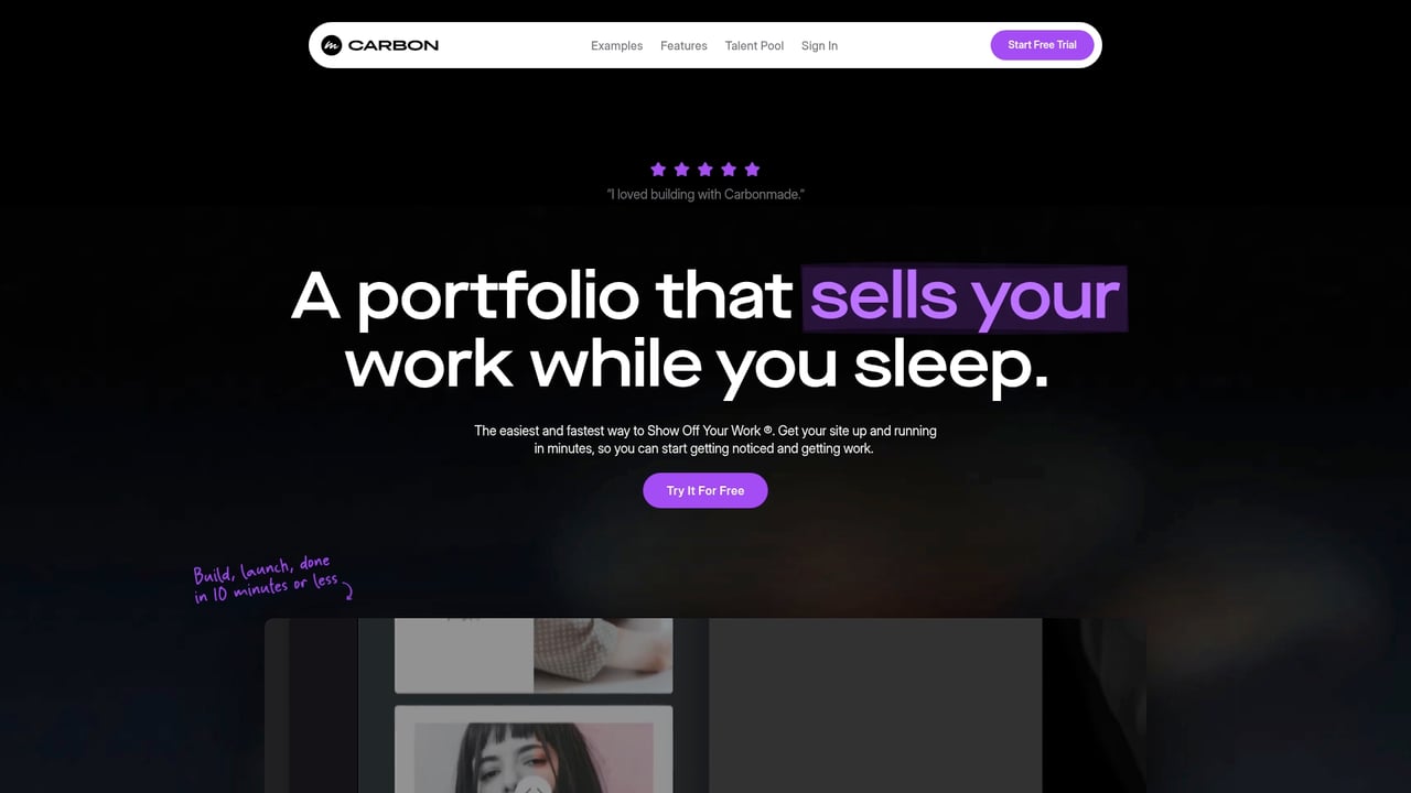 Screenshot of Carbonmade website