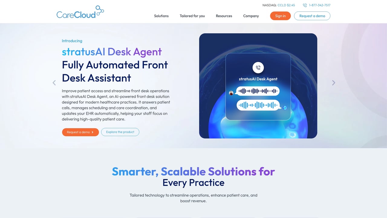 Screenshot of CareCloud website