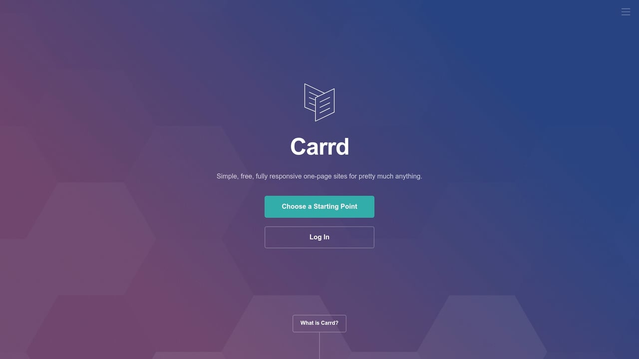 Screenshot of Carrd website