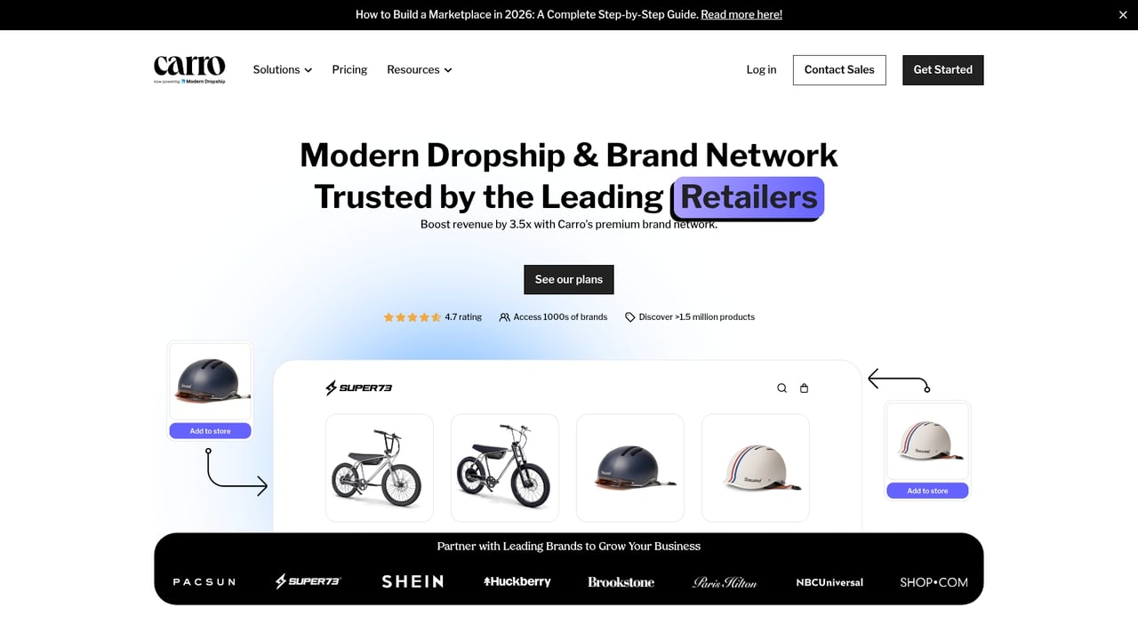 Screenshot of Carro website