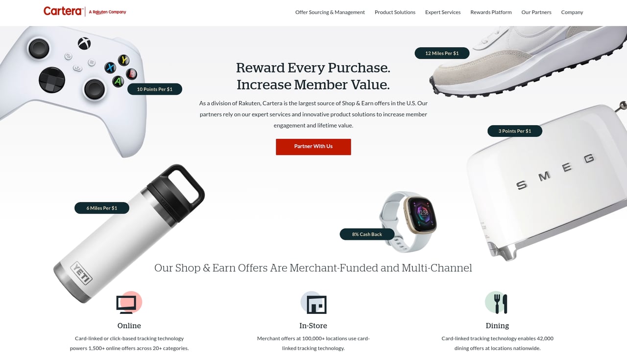 Screenshot of Cartera website