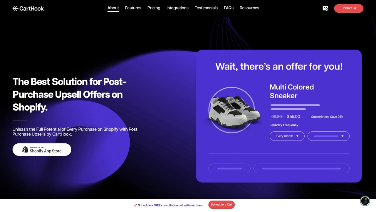 Screenshot of CartHook website