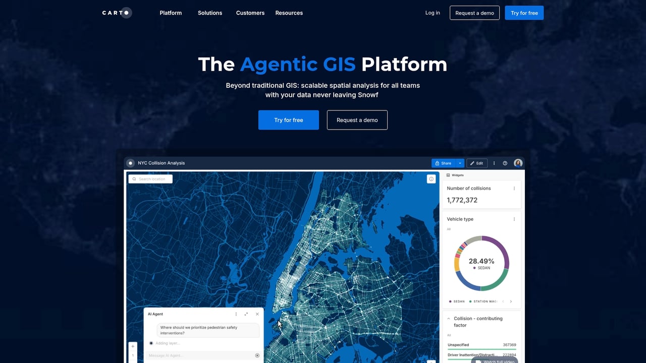 Screenshot of CARTO Analytics website