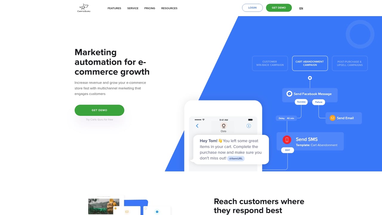 Screenshot of Carts Guru website