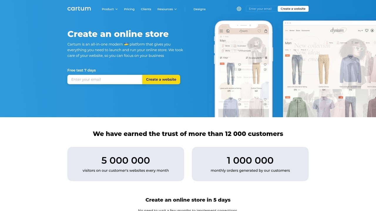 Screenshot of Cartum website