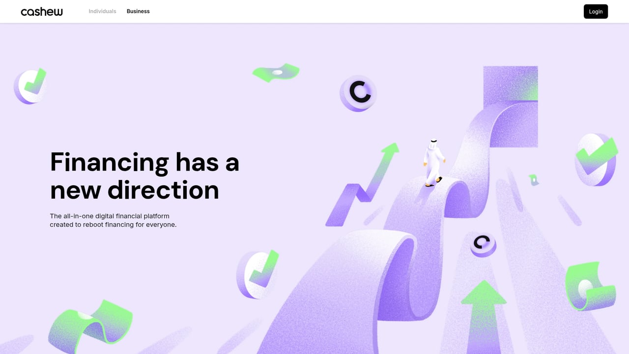 Screenshot of cashew website