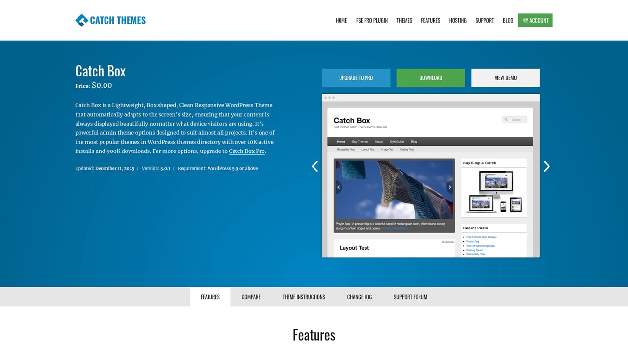 Screenshot of Catch Themes Catch Box website