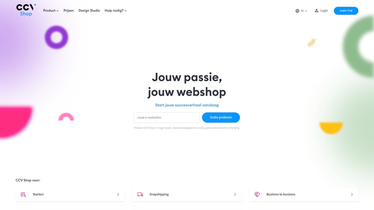 Screenshot of CCV Shop website