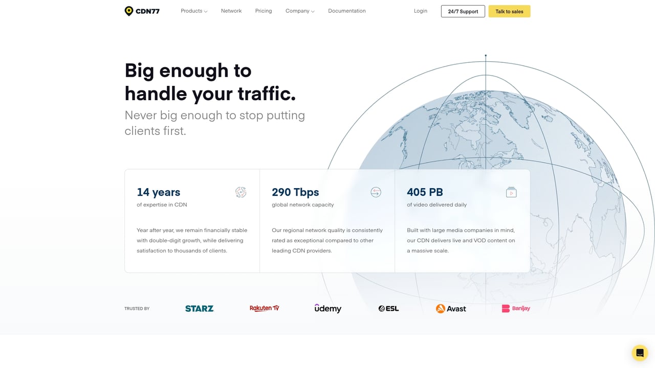 Screenshot of CDN77 website