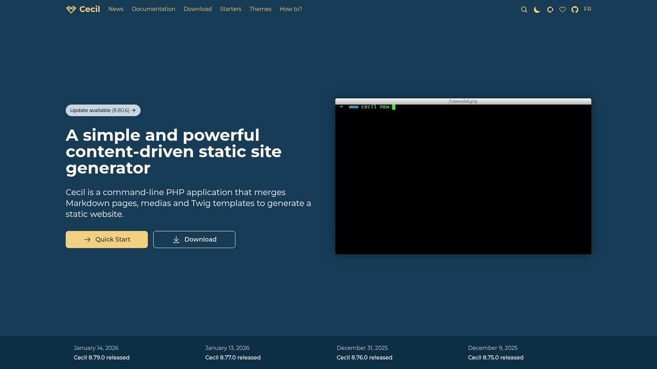 Screenshot of Cecil website