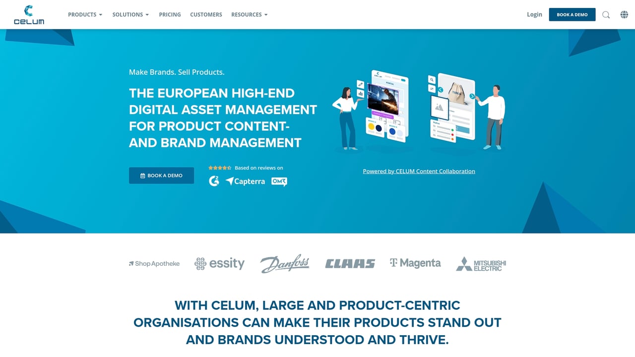 Screenshot of Celum website