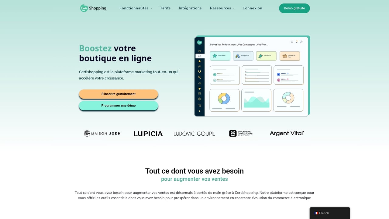 Screenshot of Certishopping website