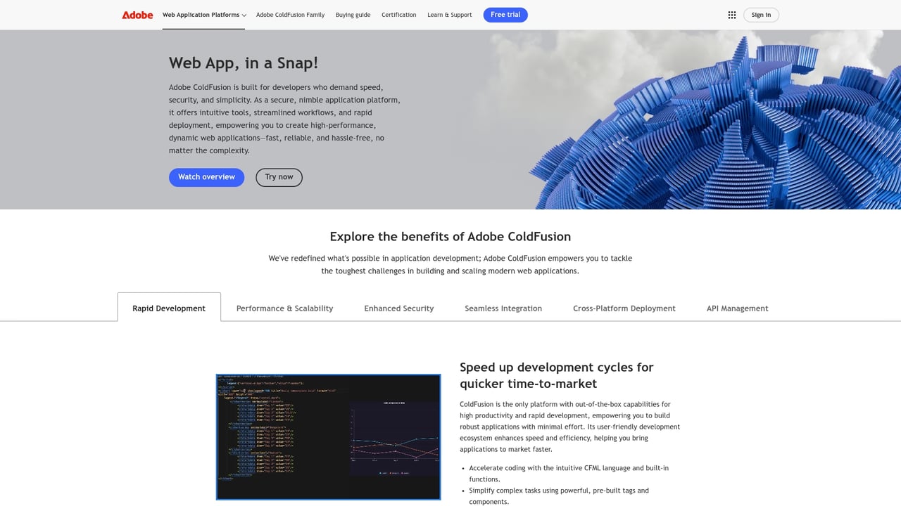Screenshot of CFML website