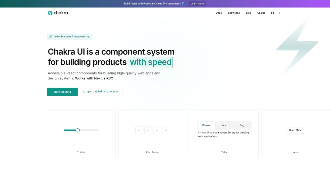 Screenshot of Chakra UI website