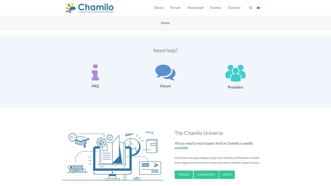 Screenshot of Chamilo website