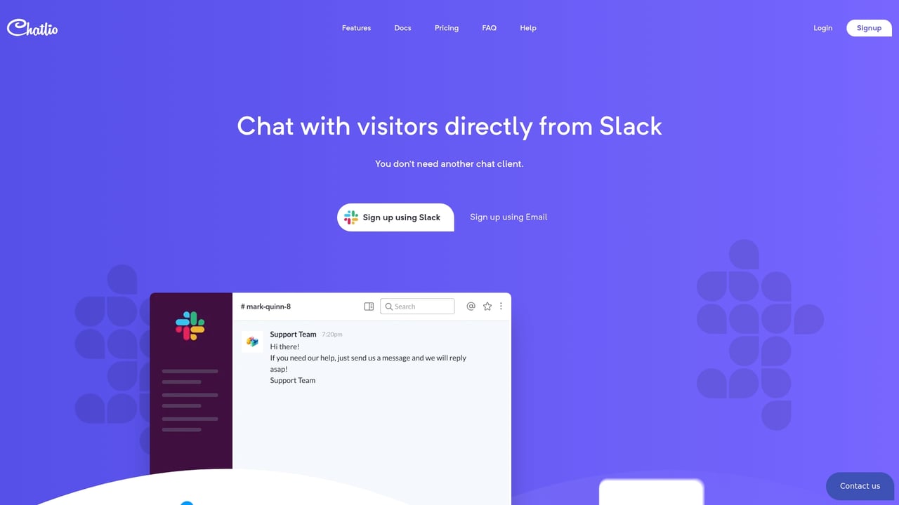 Screenshot of Chatlio website