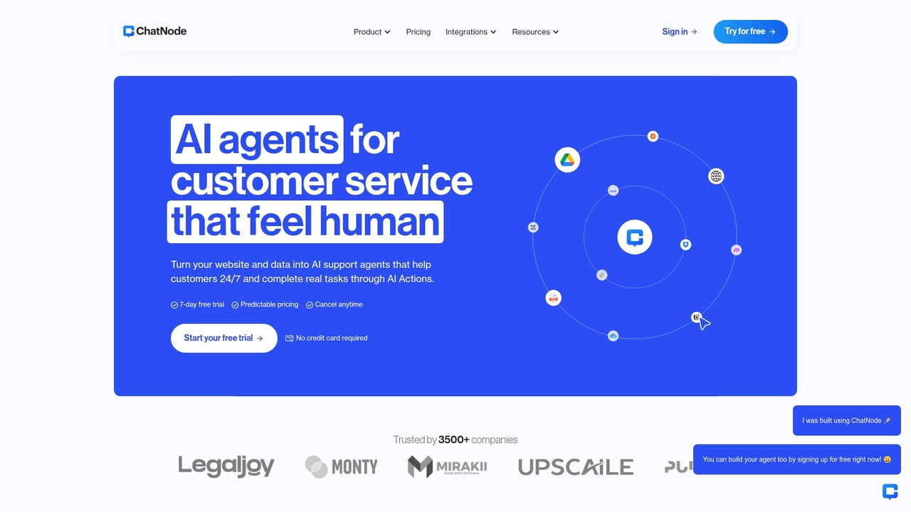 Screenshot of ChatNode website