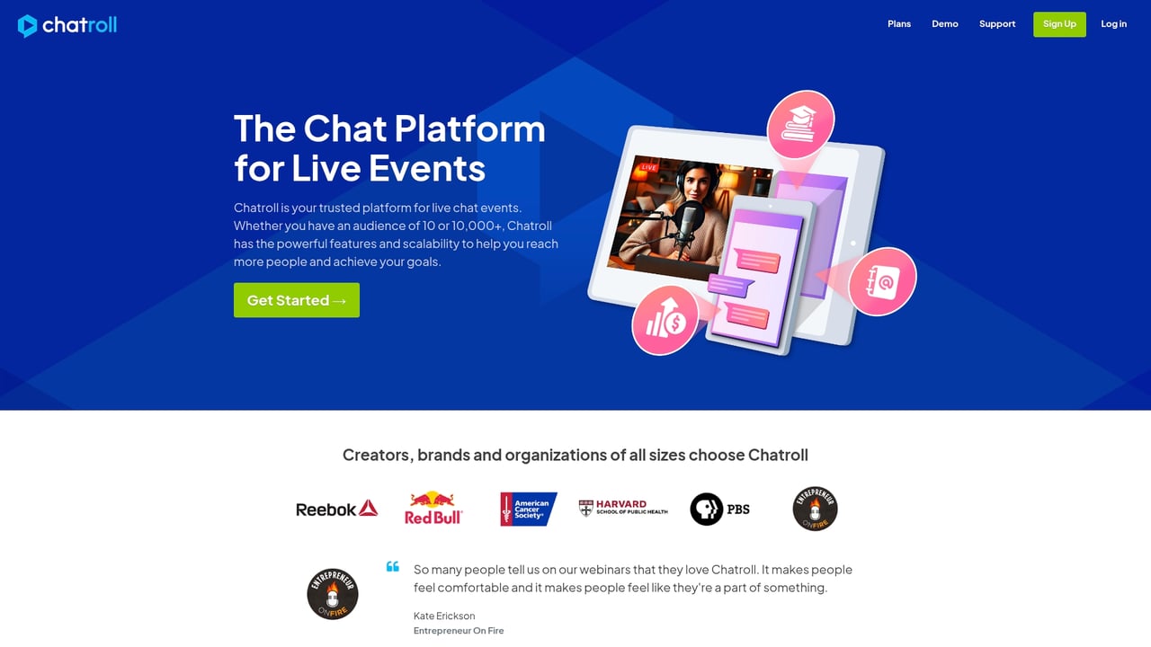 Screenshot of Chatroll website