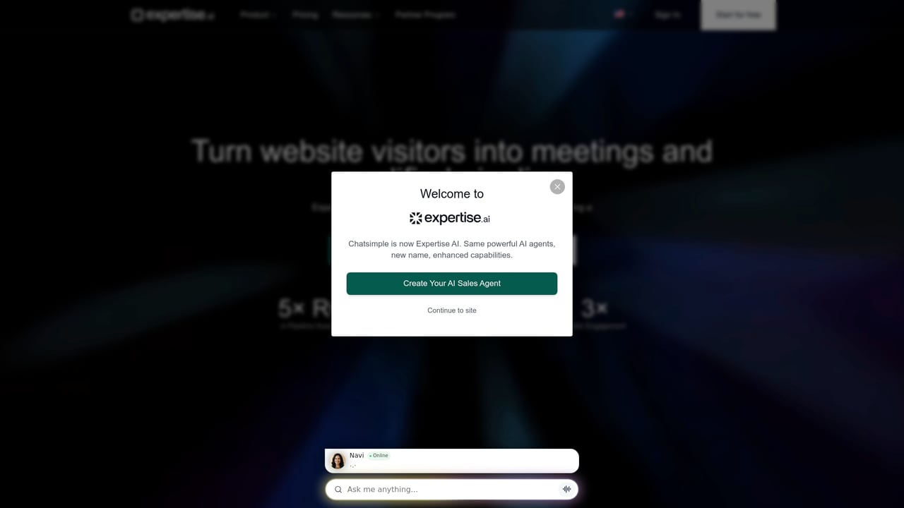 Screenshot of Chatsimple website