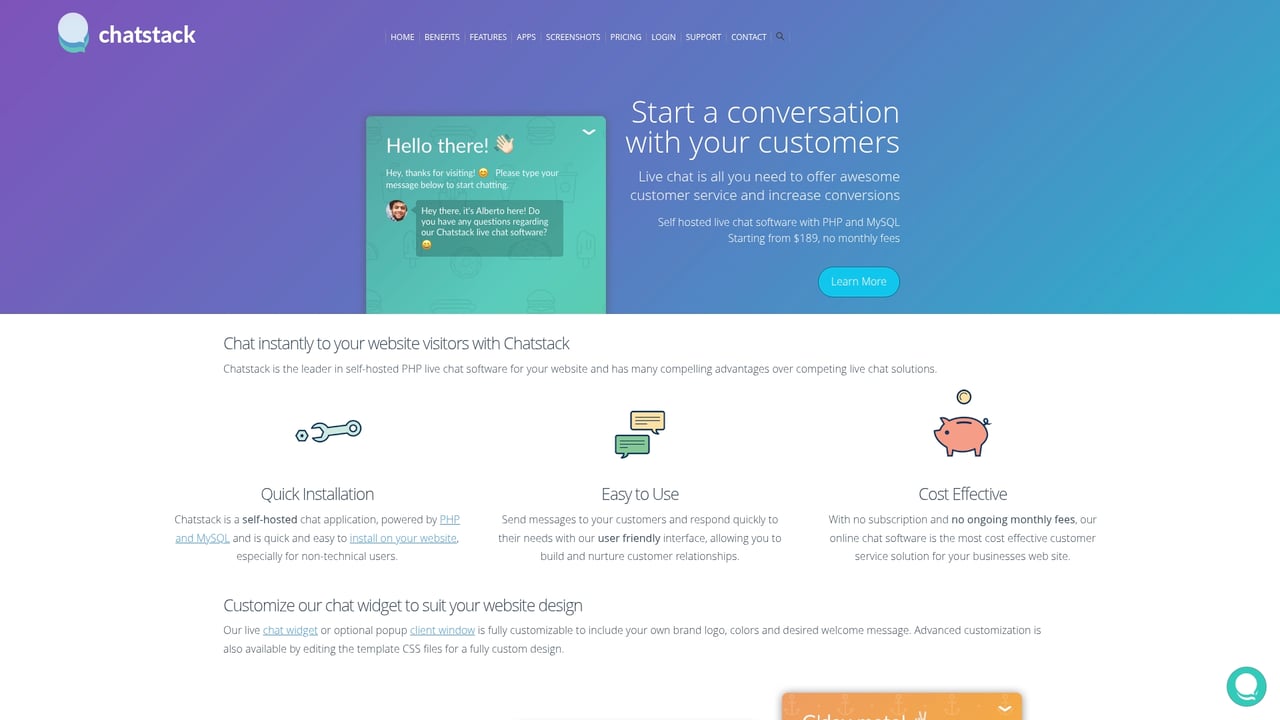 Screenshot of ChatStack website