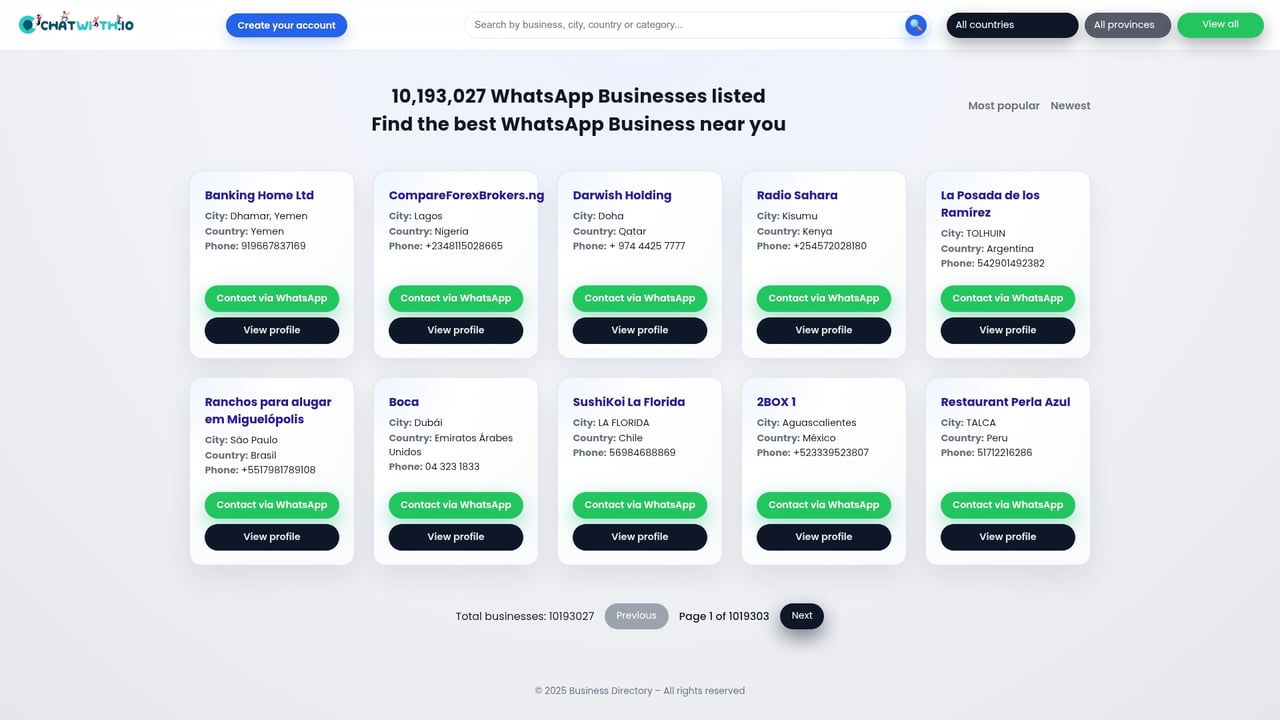 Screenshot of ChatWith.io website