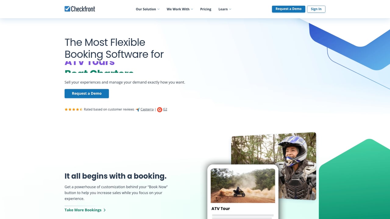 Screenshot of Checkfront website