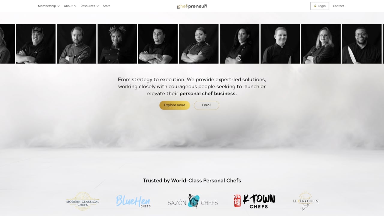 Screenshot of Chefpreneur website