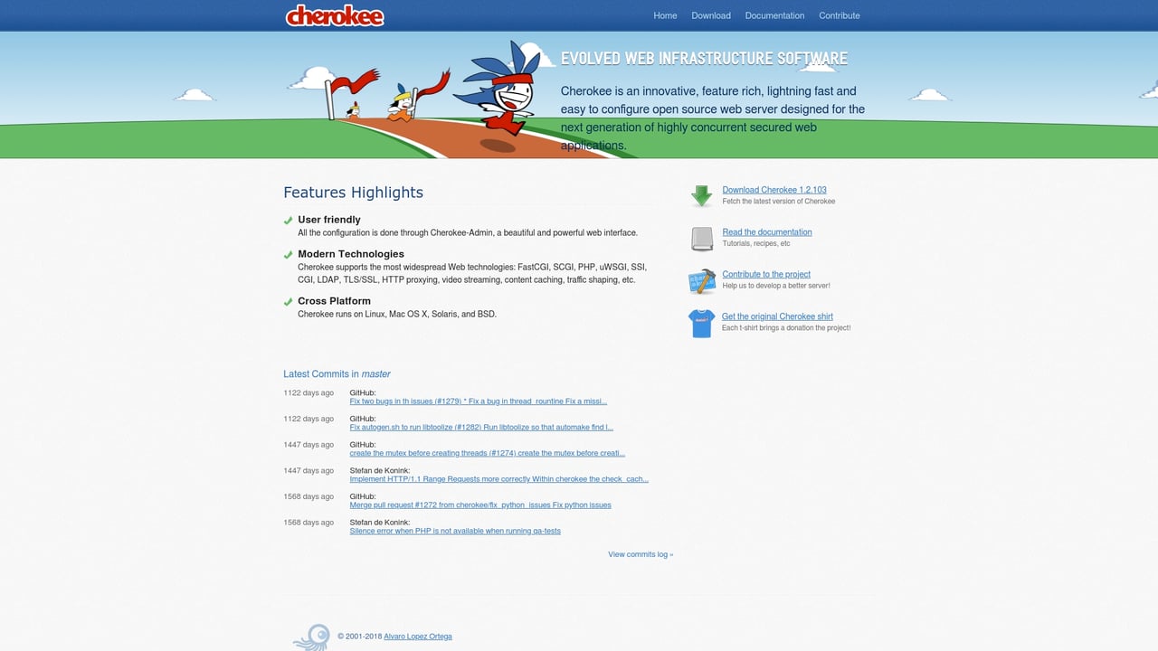 Screenshot of Cherokee website