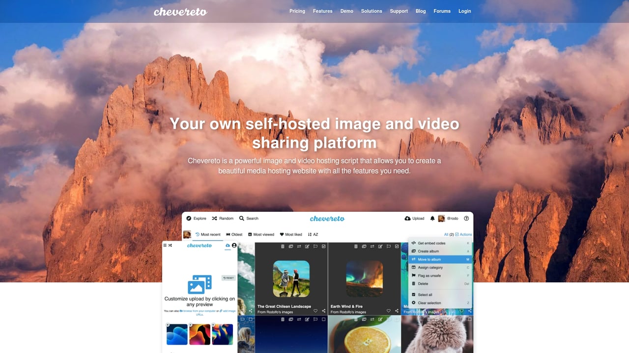 Screenshot of Chevereto website