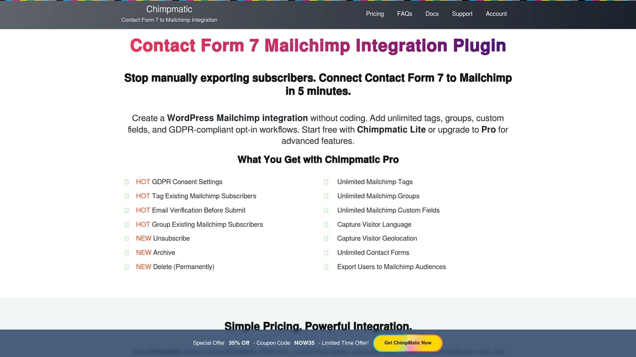 Screenshot of Chimpmatic website