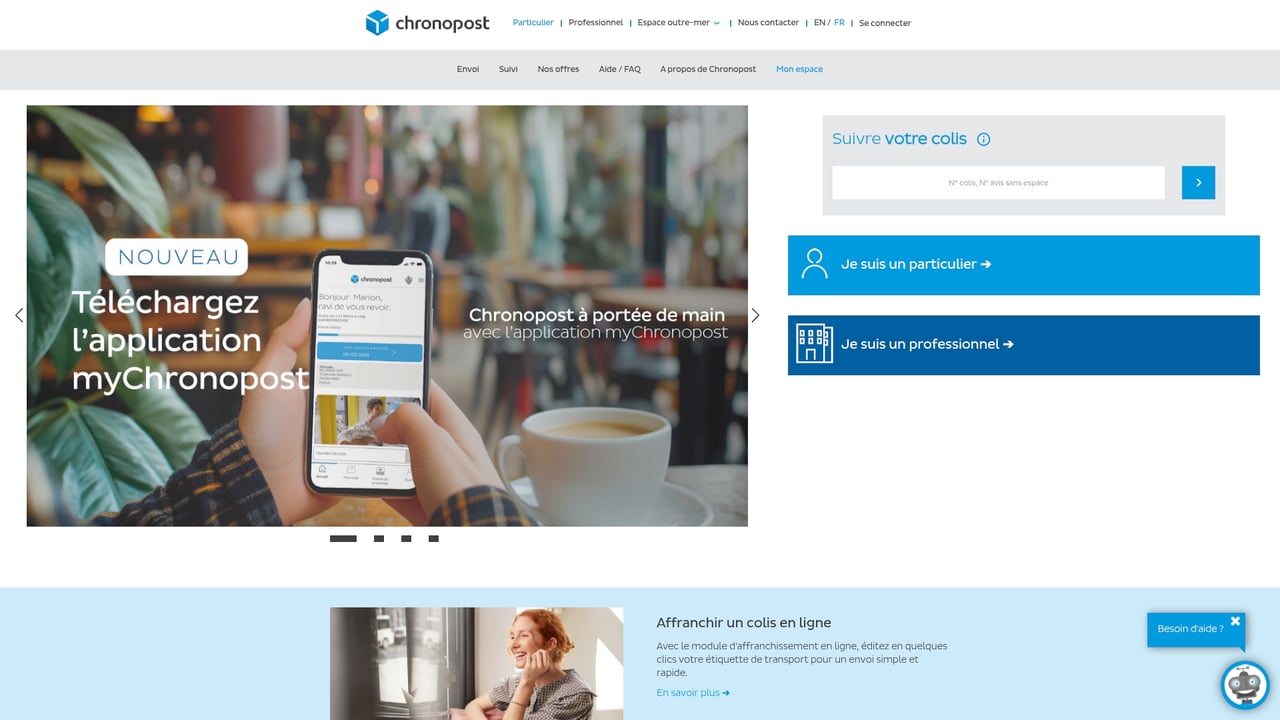Screenshot of Chronopost website