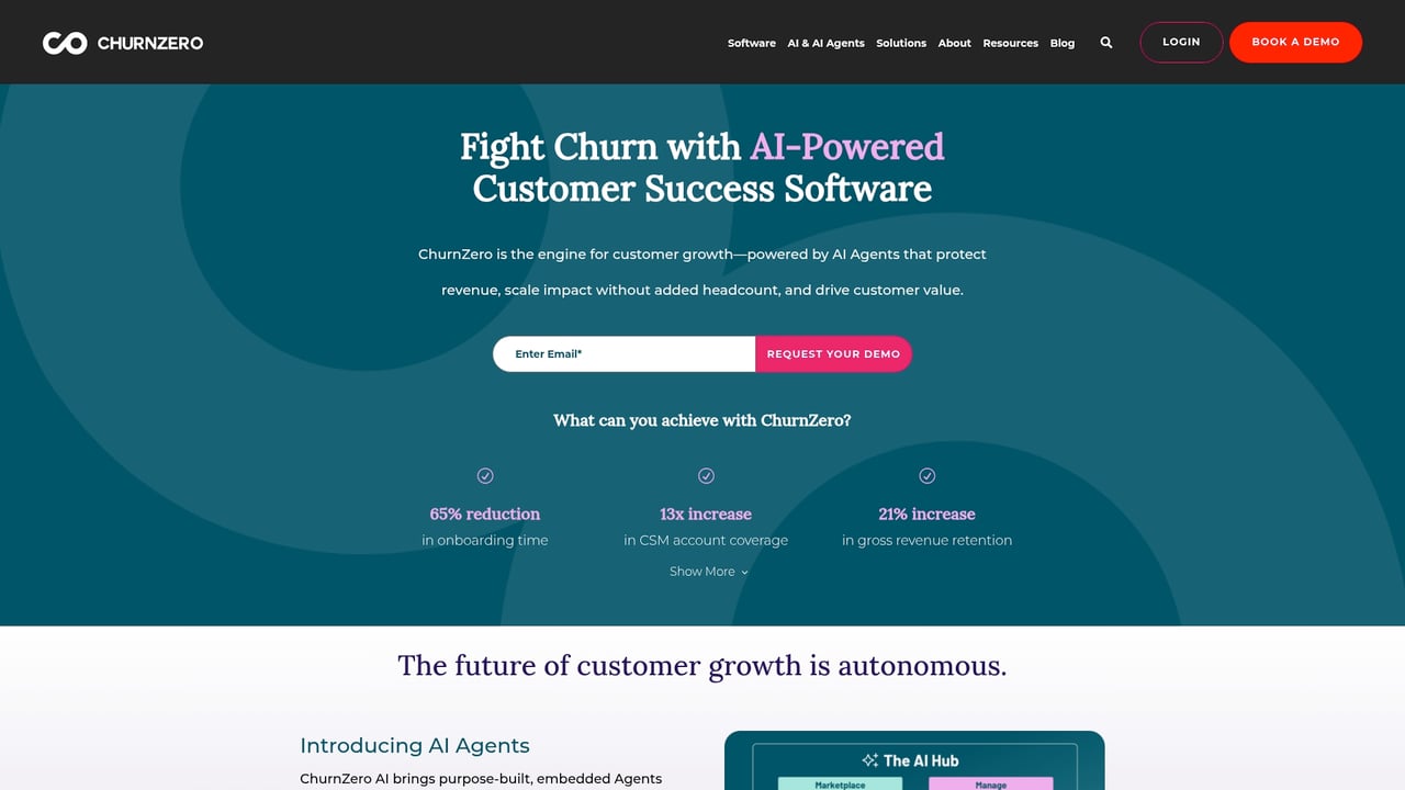 Screenshot of ChurnZero website