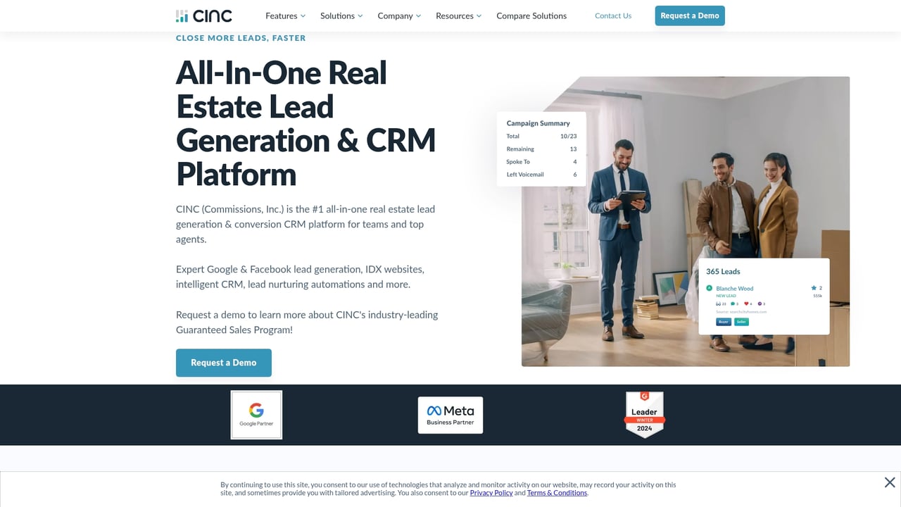 Screenshot of CINC website