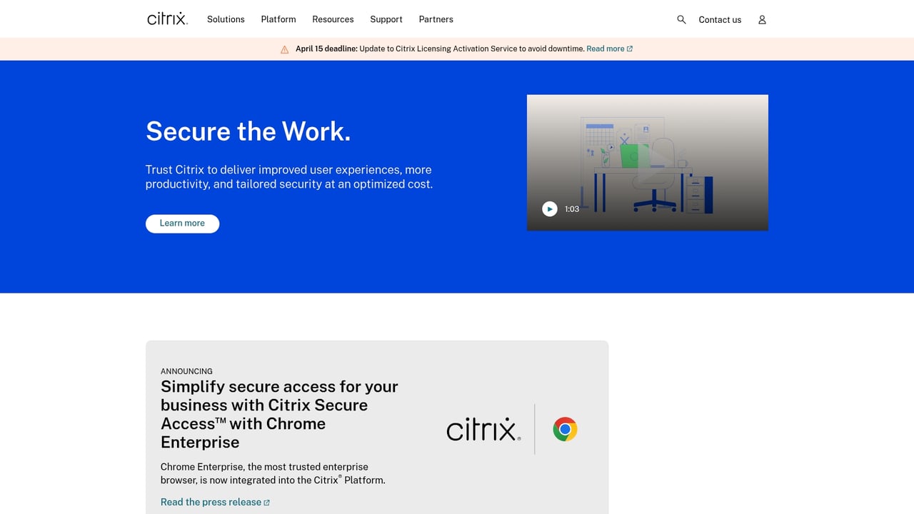 Screenshot of Citrix website