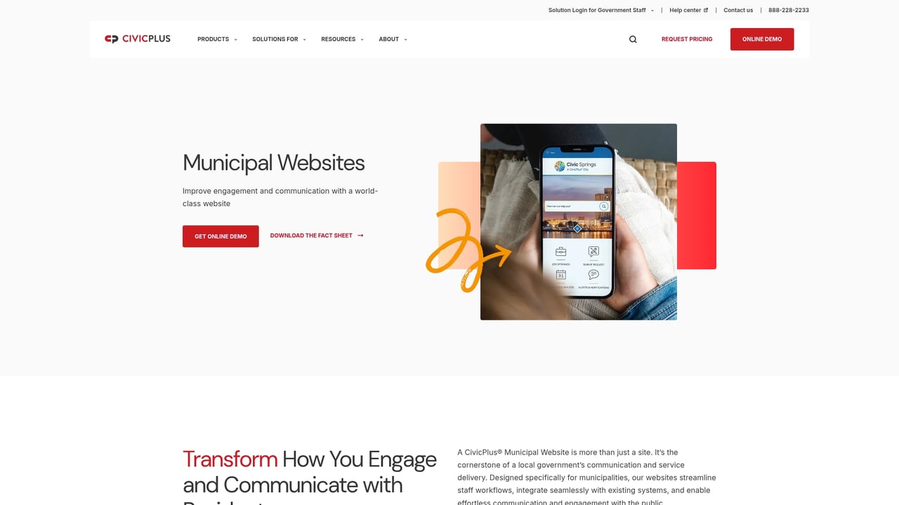 Screenshot of CivicPlus website