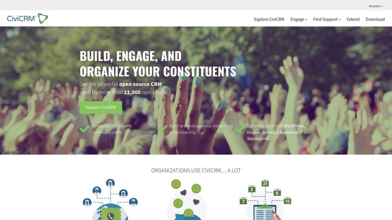 Screenshot of CiviCRM website