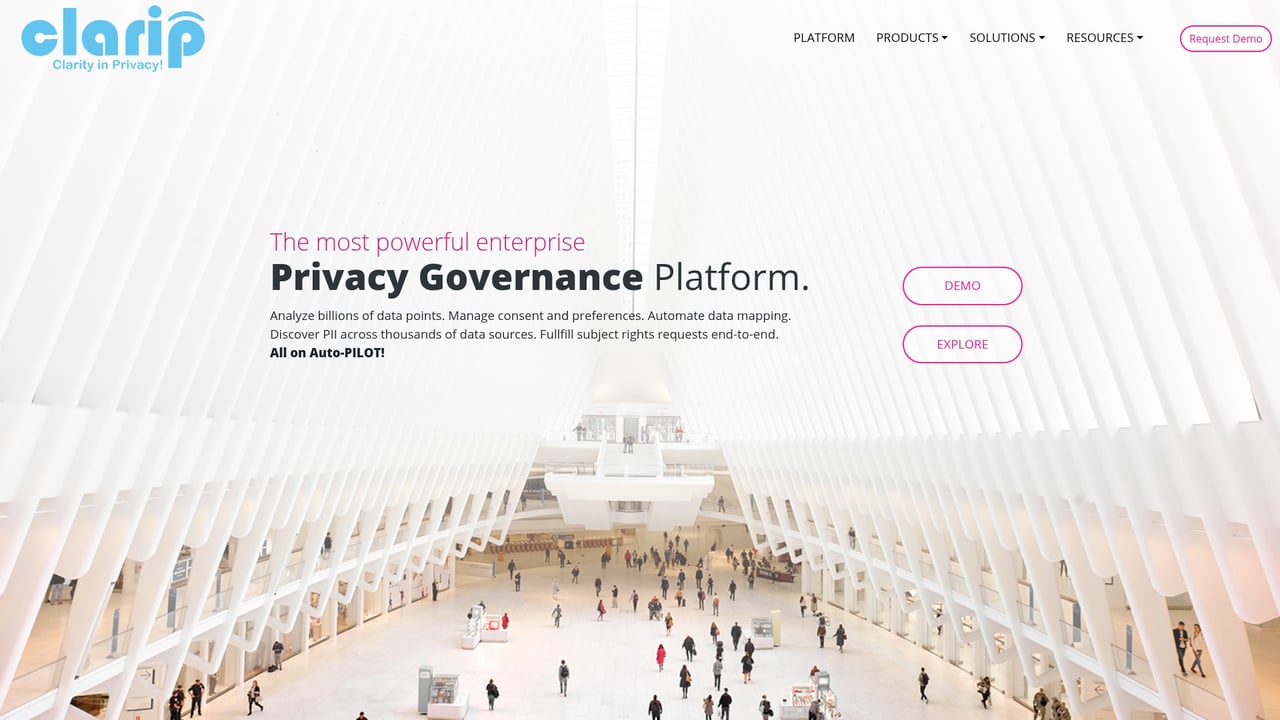 Screenshot of Clarip website