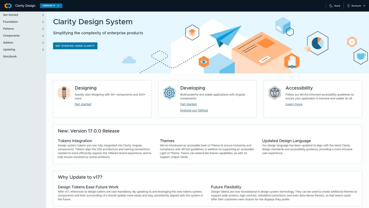 Screenshot of Clarity website