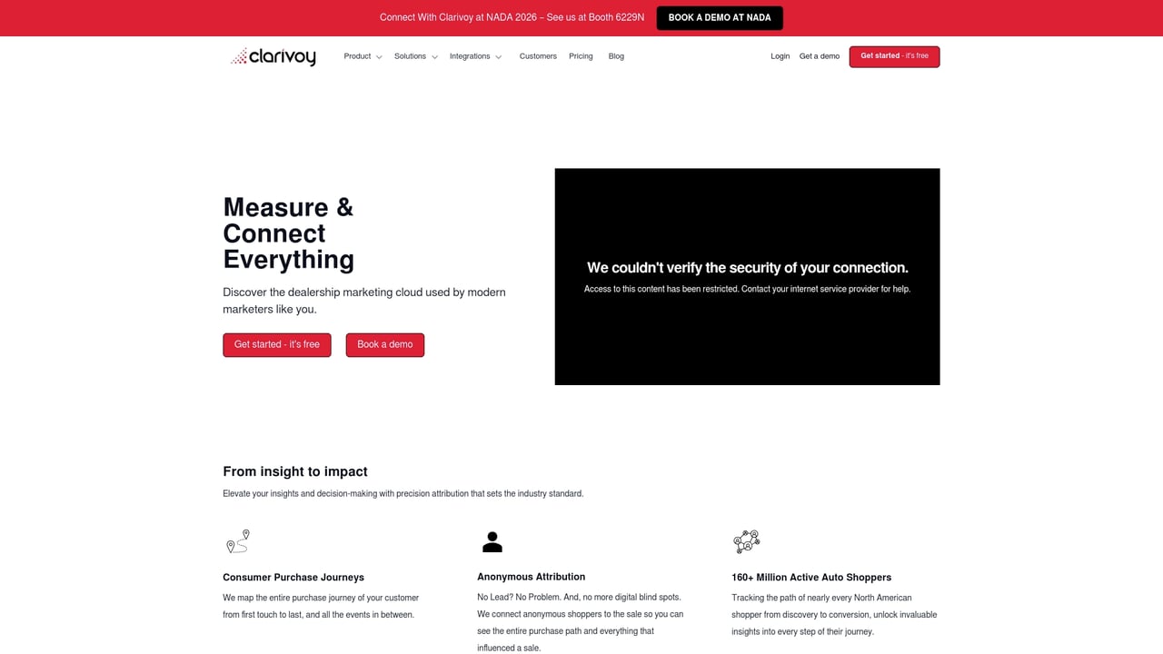 Screenshot of Clarivoy website