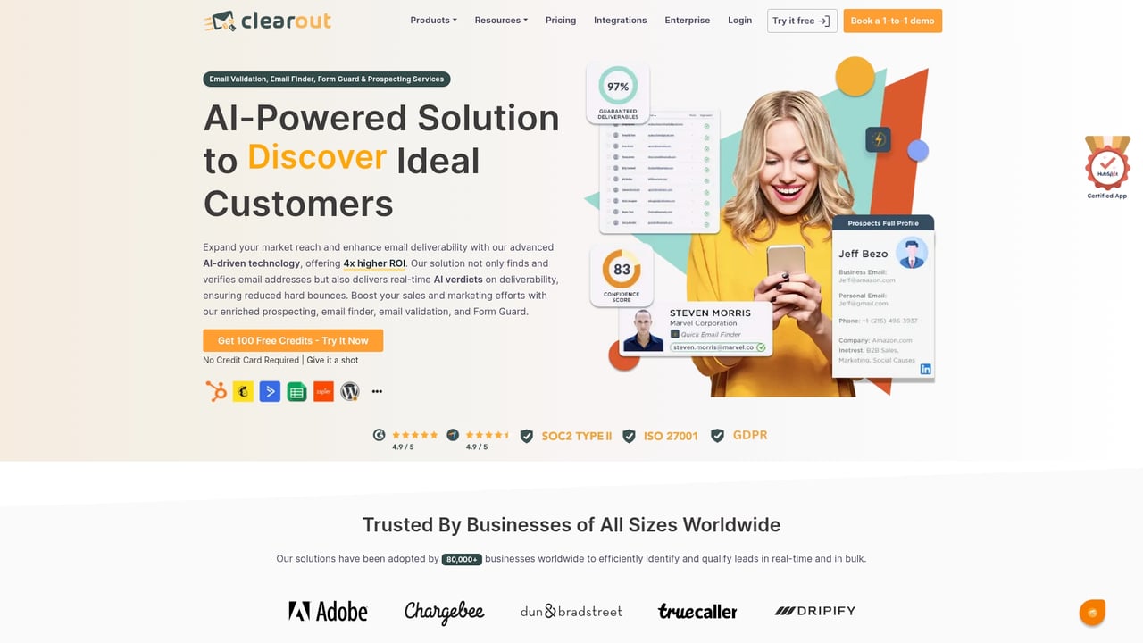 Screenshot of Clearout website