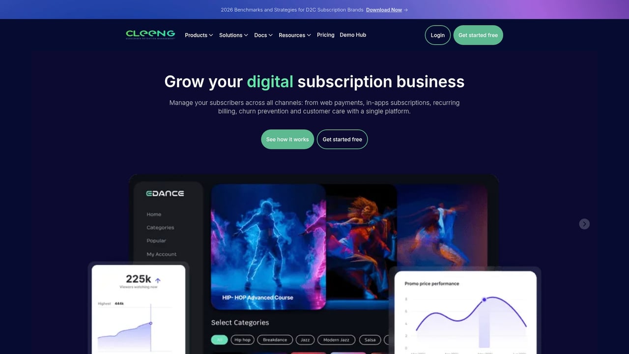 Screenshot of Cleeng website