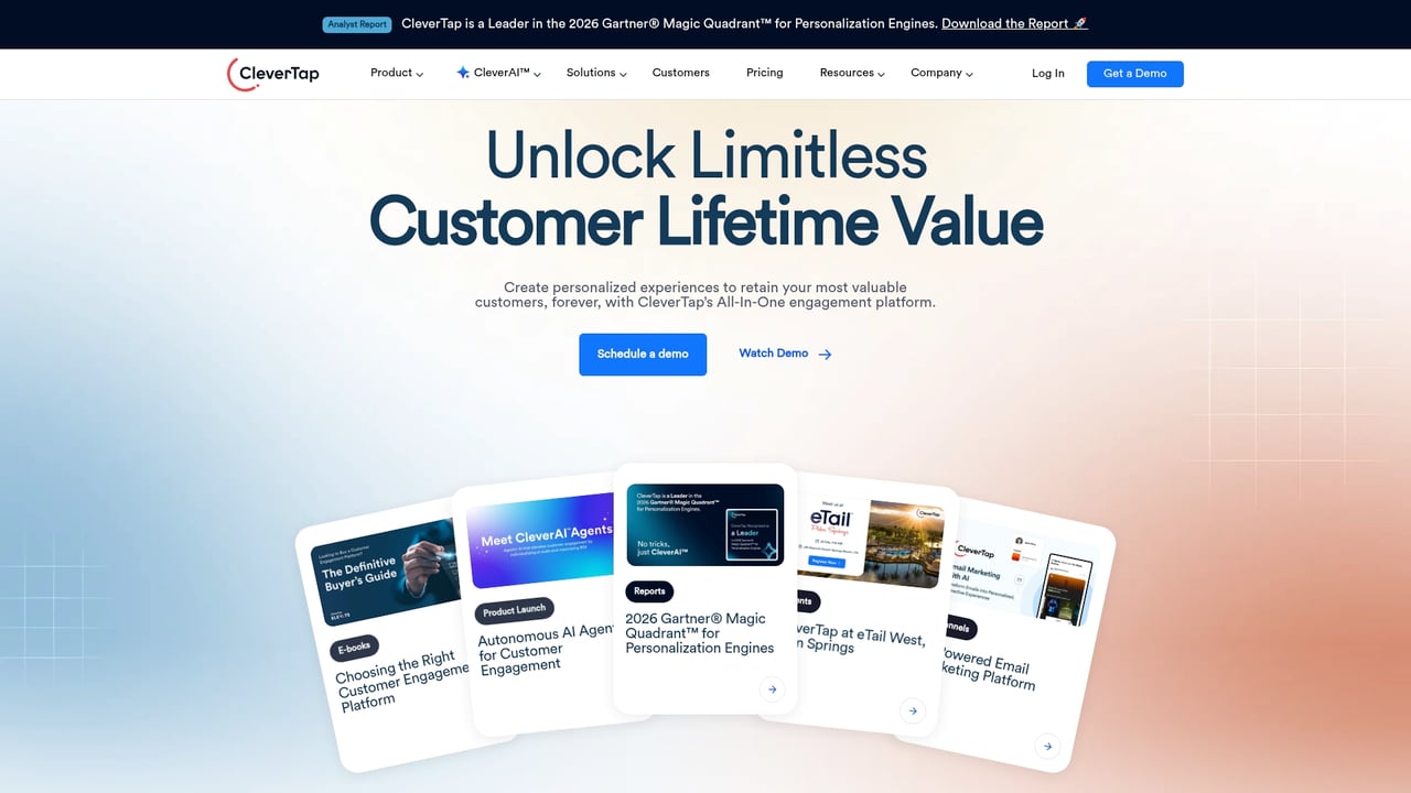 Screenshot of CleverTap website