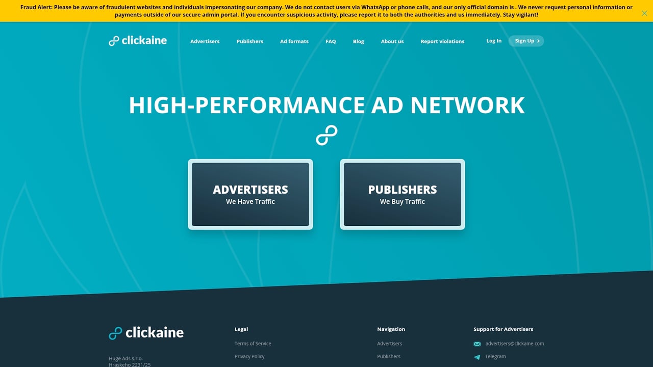 Screenshot of Clickaine website