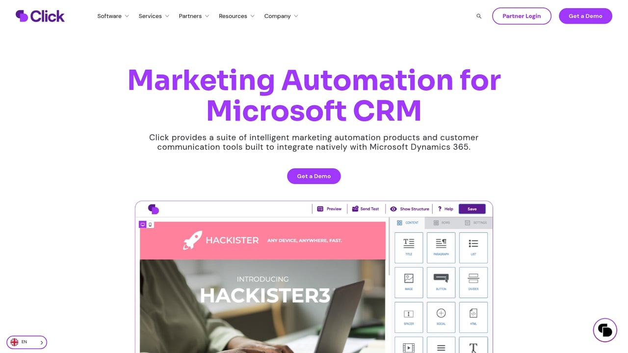Screenshot of ClickDimensions website