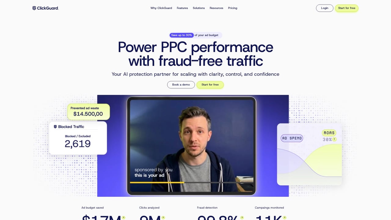 Screenshot of ClickGUARD website