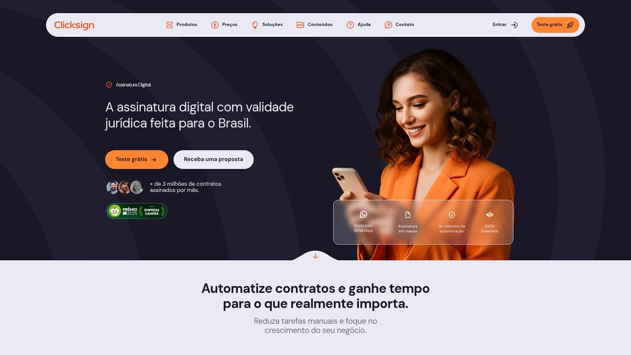 Screenshot of Clicksign website