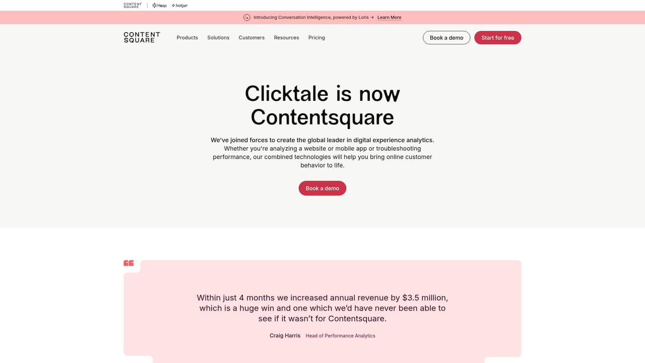 Screenshot of ClickTale website