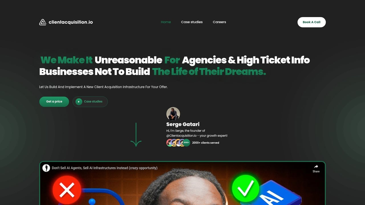 Screenshot of Clientacquisition website