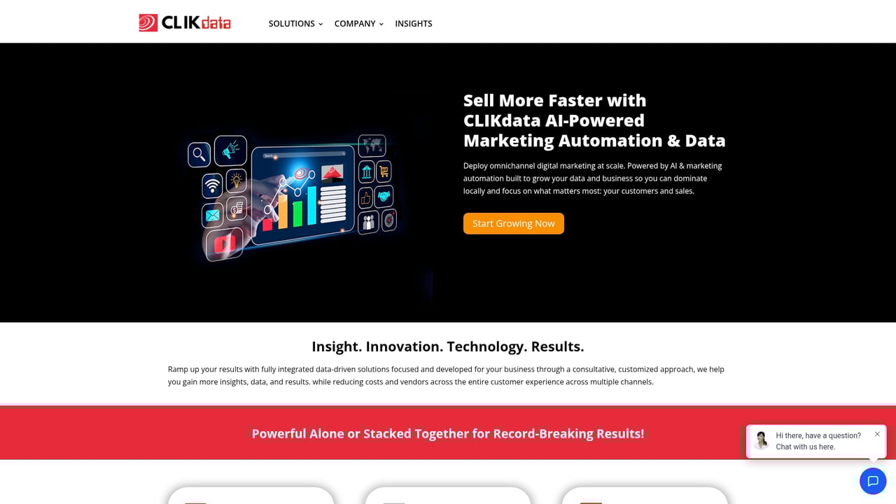 Screenshot of CLIKdata website